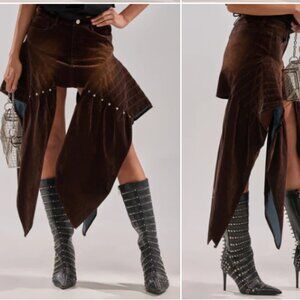 ALL FOR IN VELVET DENIM MINI SKIRT